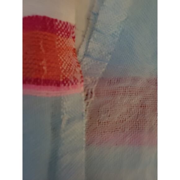 Striped V-Neck‎ Short Sleeve Fringed Swim Cover Up Summer Vacation Beach - M - Picture 4 of 5